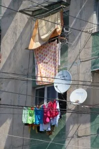 laundry outside palatis in Ploiesti