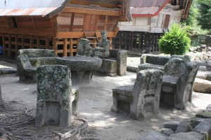stone chairs, possibly the old court, in Ambarita