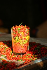 glass full of peppers