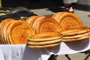 the typical round breads, in the bazaar