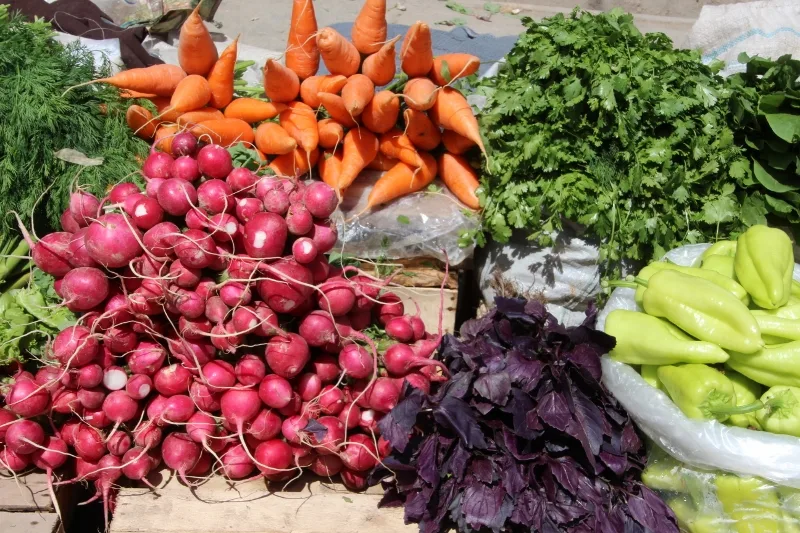 colourful combination of veggies in the bazaar