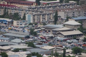 view of the market and the bus station, from Solomon's Throne