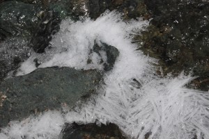 and ice crystals in the stream