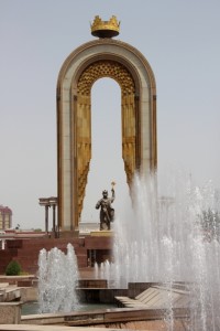 Dushanbe's most ostentatious monument, the statue of Ismoili Somini