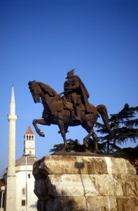 statue of Skanderbeg in Tirana