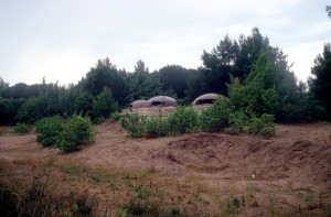 a group of bunkers in the Divjake-Karavasta National Park