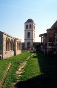 the monastery's courtyard