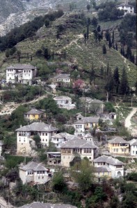 houses have been built against the slope