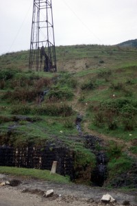 crude oil flowing off a slope, near Ballsh
