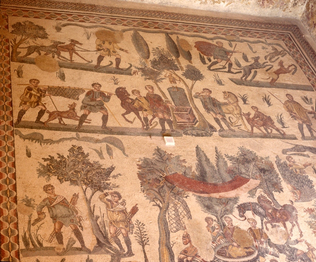 impressive hunting scene covering the floor of an entire room
