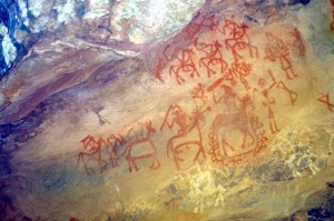 details of the rock paintings