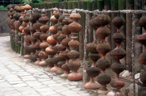 a wall of pots, Rock Garden