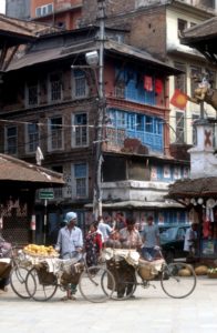 Kathmandu houses and a mellon seller