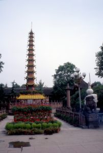 the Thousand Buddha Peace Pagoda, landmark in Chengdu