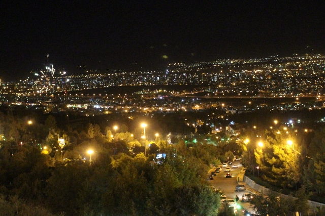 Kermanshah at night, with to the left even some fire works exploding