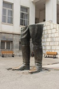 sculpture in the Sad-Abad complex: the boots of the former Shah, perhaps