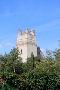 the tower of Saint Rudolph's Church in Banostor, next to the Quet winery